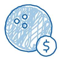 bola de bolos moneda doodle icono dibujado a mano ilustración vector