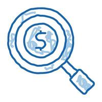 Magnifier Money doodle icon hand drawn illustration vector