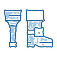 ilustración de dibujado a mano de icono de doodle de pierna de madera vector