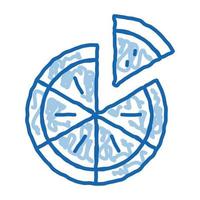 pizza en rodajas doodle icono dibujado a mano ilustración vector