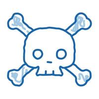 Cross Bones Skull doodle icon hand drawn illustration vector