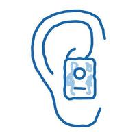 auricular en la oreja doodle icono dibujado a mano ilustración vector