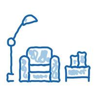 Reading Place with Lamp doodle icon hand drawn illustration vector