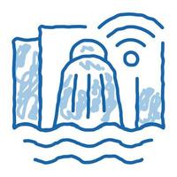 Smart Hydroelectric Power Station doodle icon hand drawn illustration vector