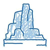 Mountain Skyscrapers doodle icon hand drawn illustration vector