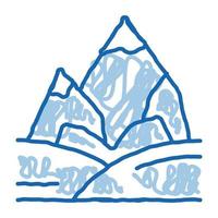 Mountains with Snow doodle icon hand drawn illustration vector