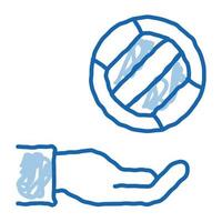 Ball Flies to Hand doodle icon hand drawn illustration vector