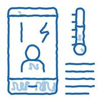 Temperature Phone doodle icon hand drawn illustration vector