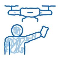 humano y drone doodle icono dibujado a mano ilustración vector