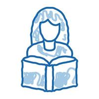 Girl Reading Book doodle icon hand drawn illustration vector