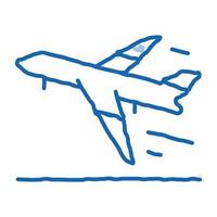 despegar avión aeropuerto doodle icono dibujado a mano ilustración vector