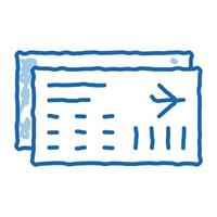 billete de avión tarjeta de embarque doodle icono dibujado a mano ilustración vector