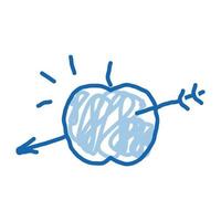 manzana perforada tiro con arco flecha doodle icono dibujado a mano ilustración vector