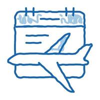 Plane Fly Calendar Date doodle icon hand drawn illustration vector