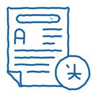 archivo de texto para traducción doodle icono dibujado a mano ilustración vector