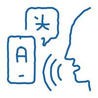 intérprete de voz traductor doodle icono dibujado a mano ilustración vector
