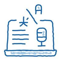 Laptop Translation Program doodle icon hand drawn illustration vector