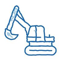 excavadora máquina doodle icono dibujado a mano ilustración vector