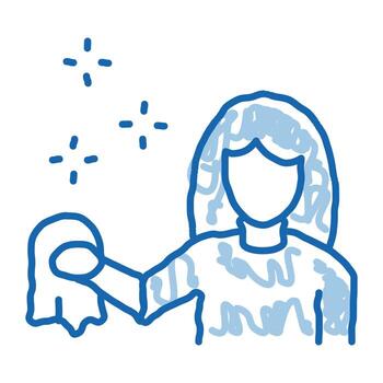 mujer limpiando doodle icono dibujado a mano ilustración vector
