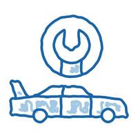 llave de coche herramienta doodle icono dibujado a mano ilustración vector