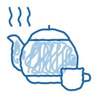 tea teapot doodle icon hand drawn illustration vector