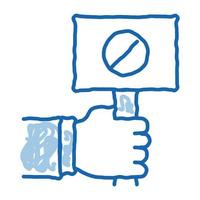 flag sign indicating protest doodle icon hand drawn illustration vector