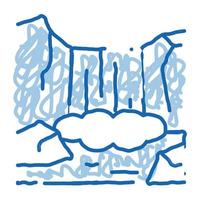 bosque rodeado de montañas doodle icono dibujado a mano ilustración vector