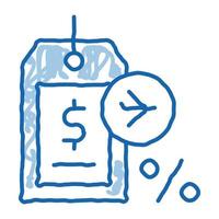 ilustración de dibujado a mano de icono de doodle de etiqueta de precio de artículo libre de impuestos vector