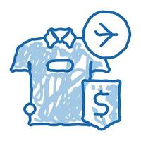 purchase cash t-shirt duty free doodle icon hand drawn illustration vector