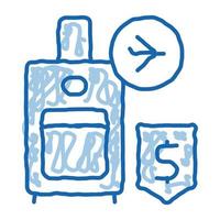 purchase suitcases with handle duty free doodle icon hand drawn illustration vector