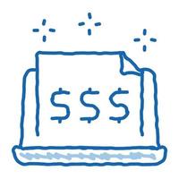 cash documents in computer version doodle icon hand drawn illustration vector