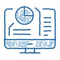 pie chart in computer doodle icon hand drawn illustration vector