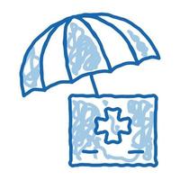 atención médica bajo paraguas doodle icono dibujado a mano ilustración vector
