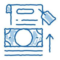 transfer money to paper doodle icon hand drawn illustration vector