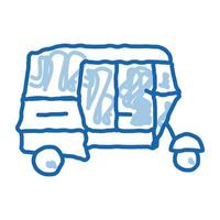 transporte público rickshaw doodle icono dibujado a mano ilustración vector