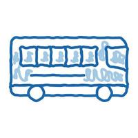 ilustración de dibujado a mano de icono de doodle de autobús interurbano de transporte público vector