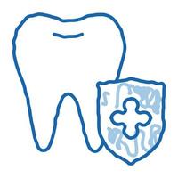 dentista estomatología protección dental doodle icono dibujado a mano ilustración vector