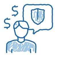 manager talk pay insurance doodle icon hand drawn illustration vector