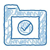 Computer Folder With Approved Mark doodle icon hand drawn illustration vector