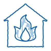 Building And Flame Heating Equipment doodle icon hand drawn illustration vector