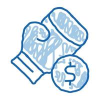 Boxing Hand Sign Betting And Gambling doodle icon hand drawn illustration vector