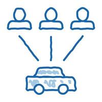 Taxi for Group of People Online Car doodle icon hand drawn illustration vector