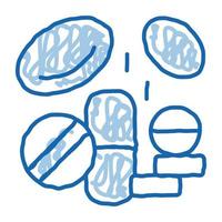 medicamentos suplementos doodle icono dibujado a mano ilustración vector