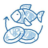 pescado nutrientes suplementos doodle icono dibujado a mano ilustración vector