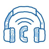 sistema de voip auriculares doodle icono dibujado a mano ilustración vector
