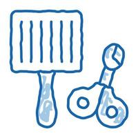 Pet Comb and Scissors doodle icon hand drawn illustration vector