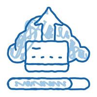 cancelación de datos a través del almacenamiento en la nube icono de doodle ilustración dibujada a mano vector