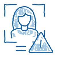 identidad alerta mujer doodle icono dibujado a mano ilustración vector