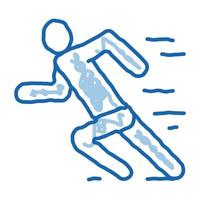 Man in Running Action doodle icon hand drawn illustration vector