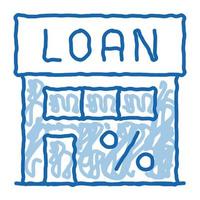 Loan Percent Building doodle icon hand drawn illustration vector